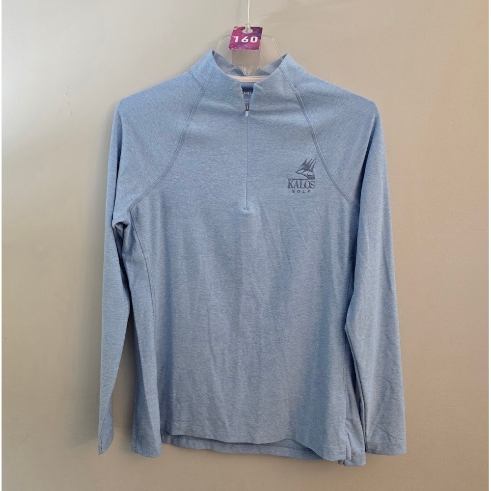 Peter Millar Womens Quarter Zip Pullover LS Blue Embroidered Kalos Golf Size M